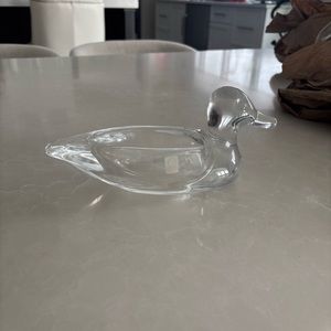 Gray Glass Duck Decor Piece